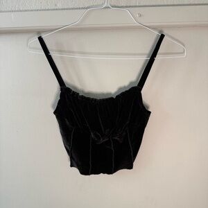 SHEIN Black Tank Bustier Camisole Seam Velvet Detail